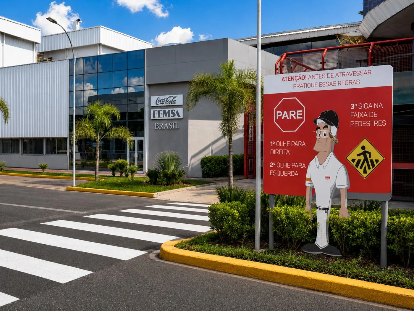 Placas de identificação e orientação da Coca-Cola FEMSA