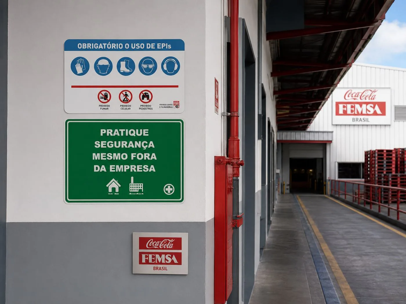 Aplicação da identidade Coca-Cola FEMSA em sinalização interna