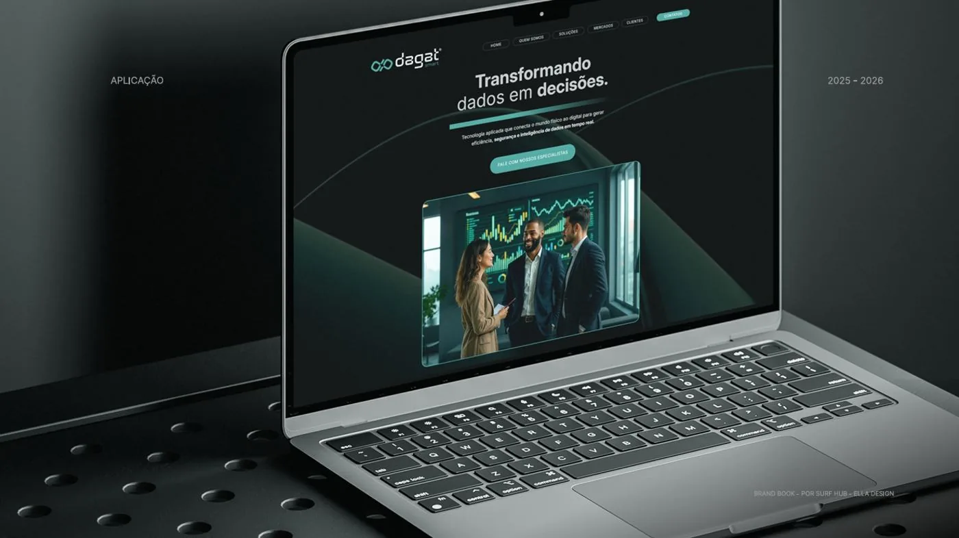 Brand book da DAGAT Smart apresentado em mockup