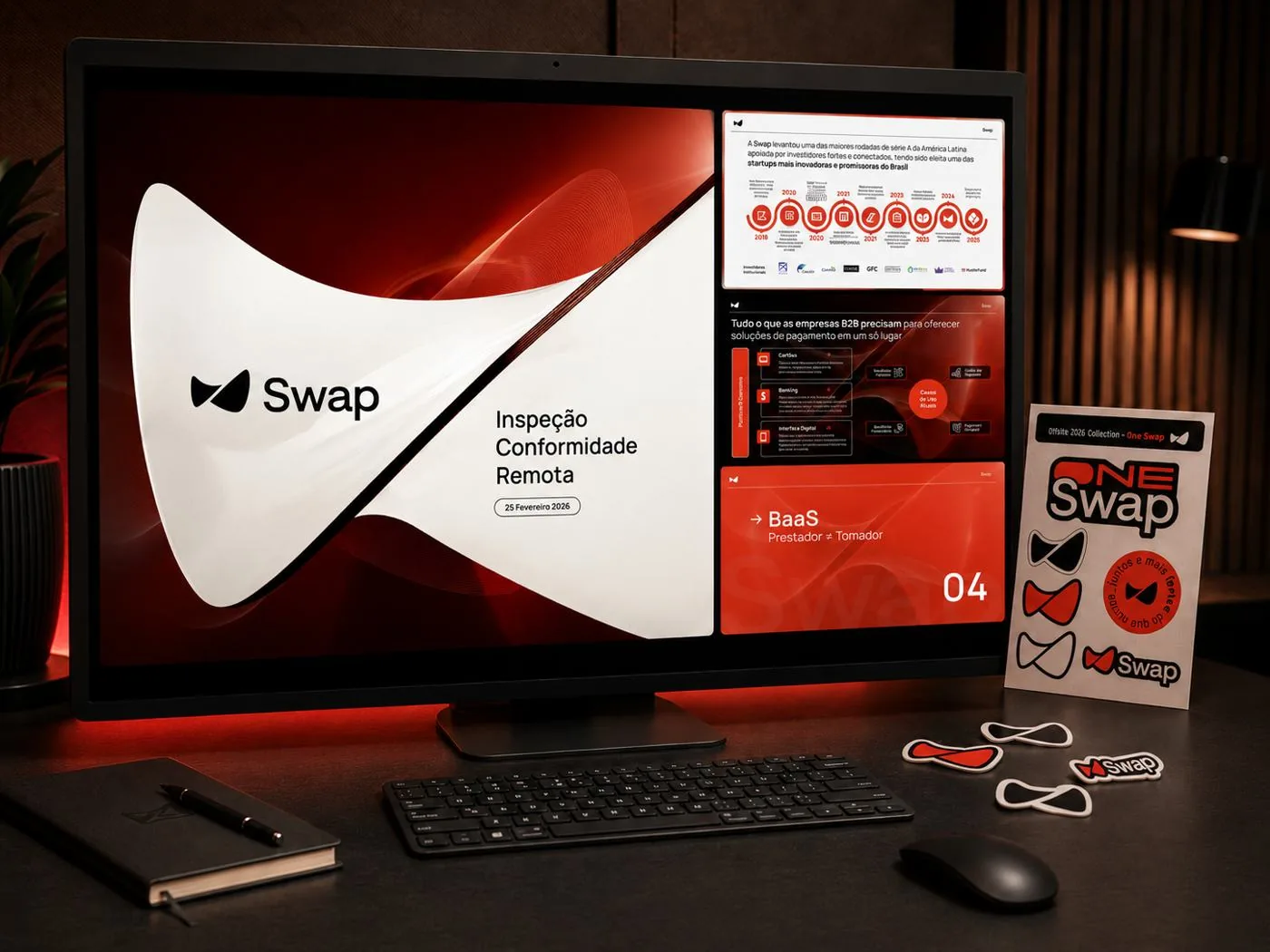 Apresentação institucional da fintech Swap com direção visual corporativa